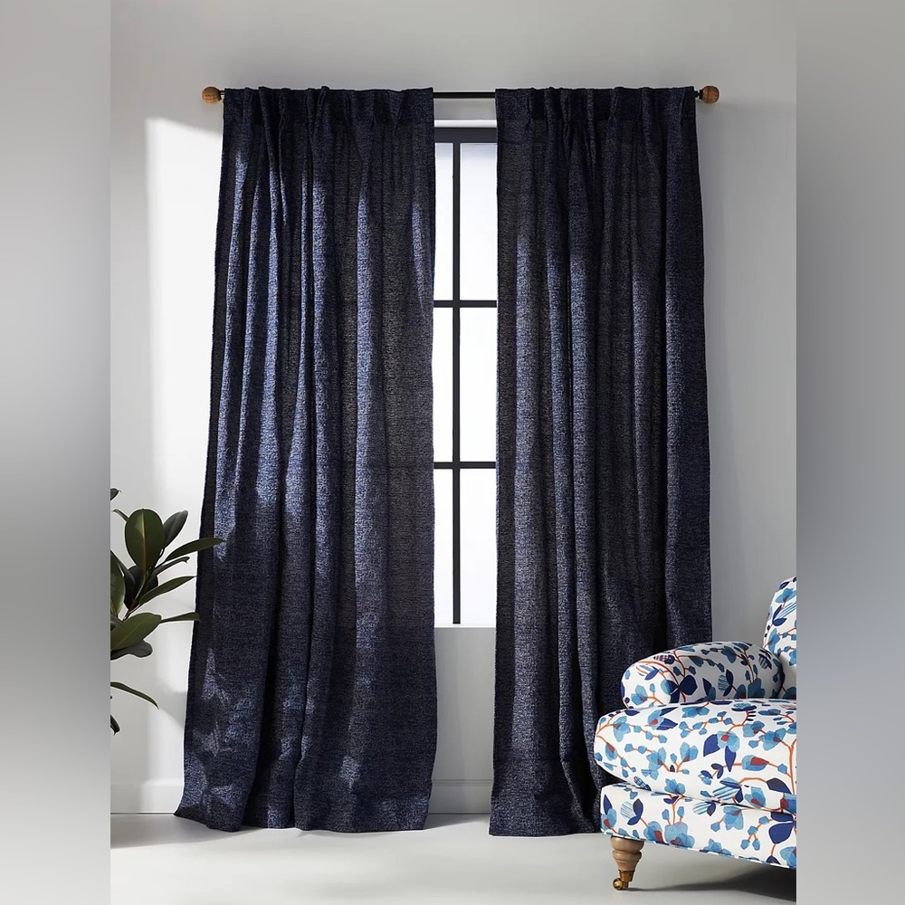 Anthropologie Dark Blue Curtains